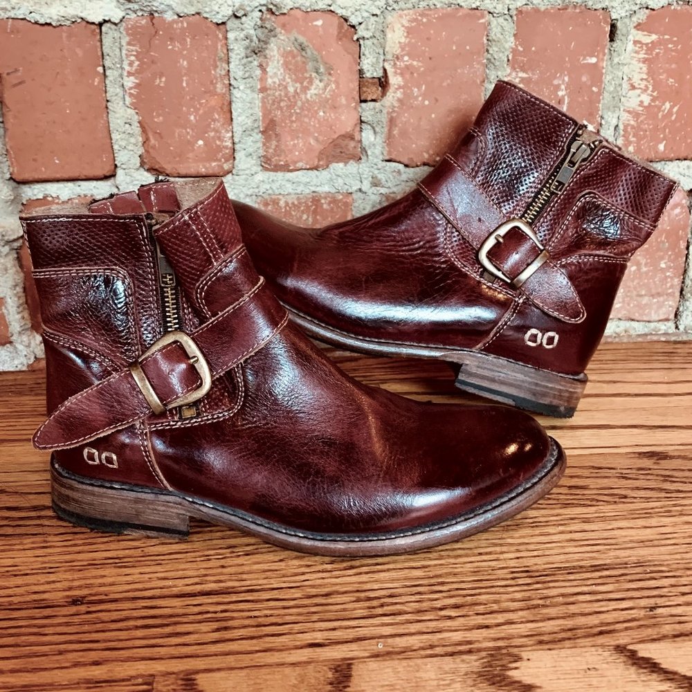 RARE Bed Stu Becca Ankle Boots in Dark Scarlet Rustic | Size 7 | EUC